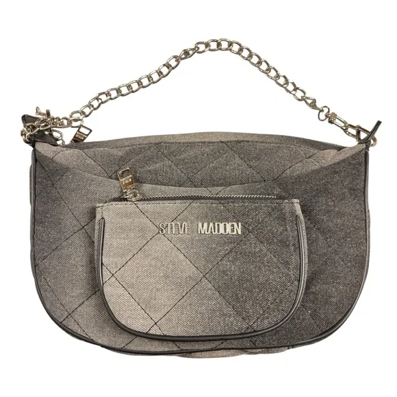 Steve Madden | NWOT Quilted Denim Crossbody + Wallet | Grey/Black - Picture 13 of 15